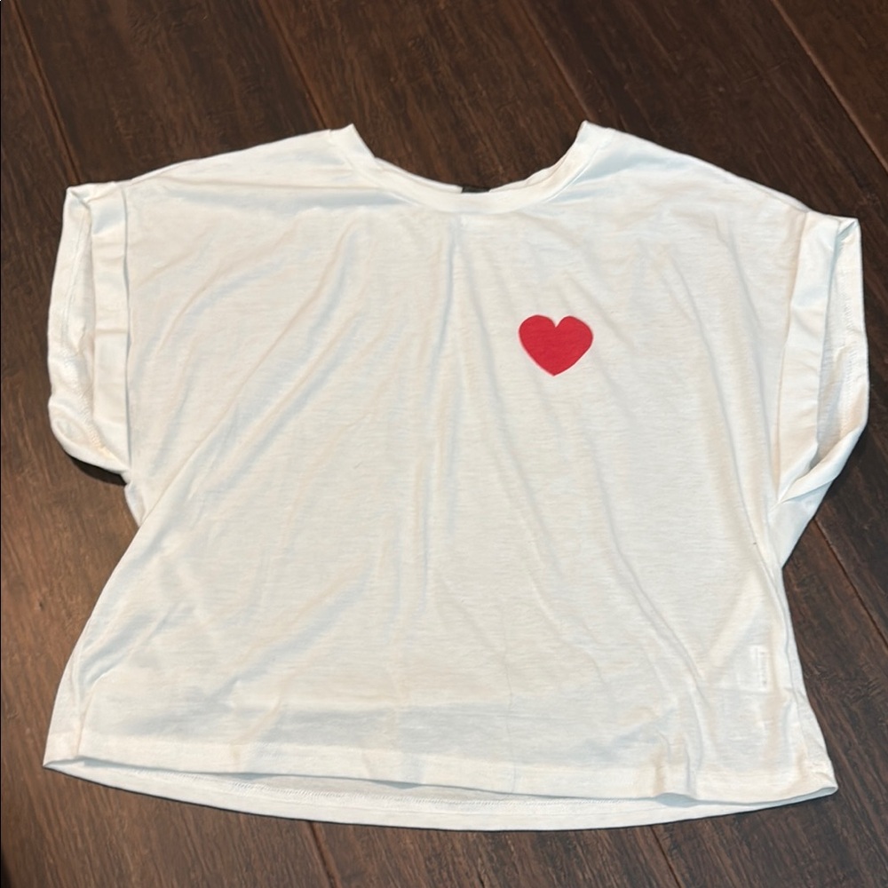 White womens crop Shirt with Red Heart